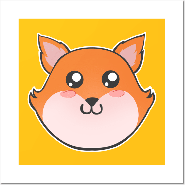 Cute Fox Smiling Face Wall Art by BrightLightArts